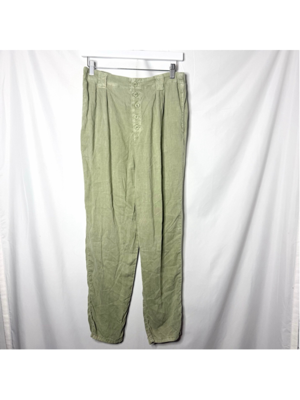 Women's bella dahl Tencel Light Green Button Fly Trousers Medium